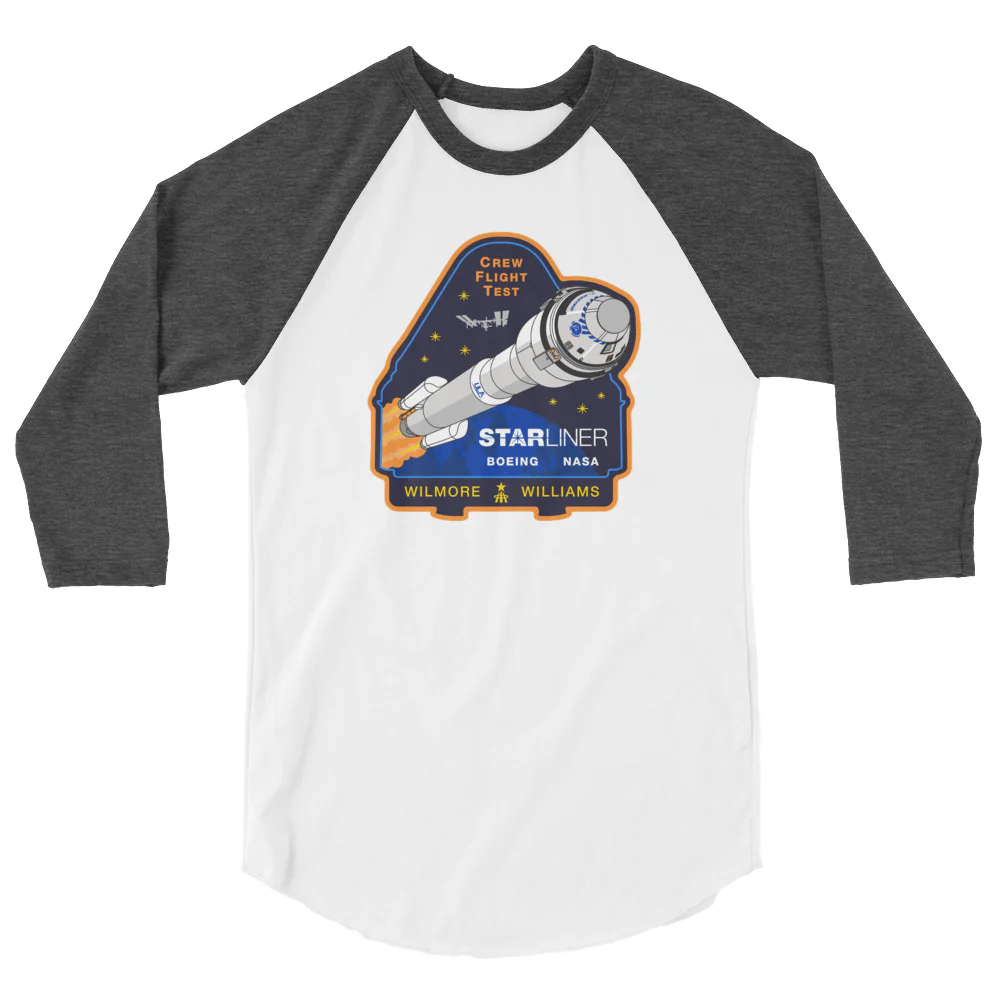 NASA's Boeing Crew Flight Test Unisex 3/4 Sleeve Raglan T-Shirt - Image 3
