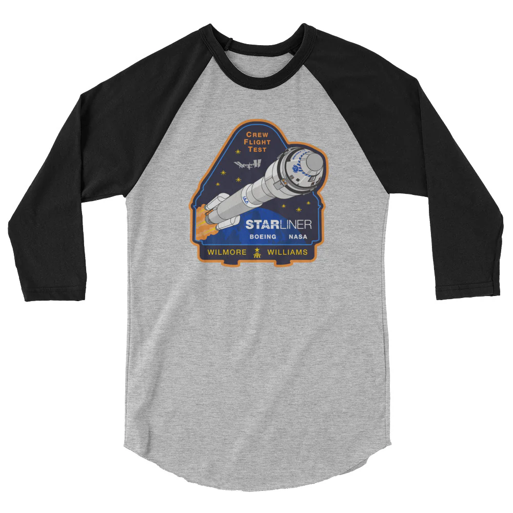 NASA's Boeing Crew Flight Test Unisex 3/4 Sleeve Raglan T-Shirt - Image 4