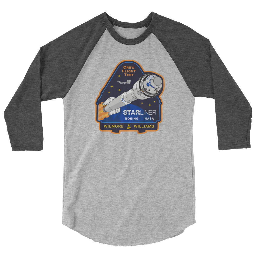 NASA's Boeing Crew Flight Test Unisex 3/4 Sleeve Raglan T-Shirt - Image 5